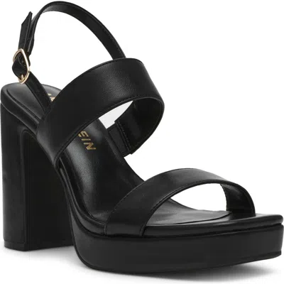 Anne Klein Zaya Slingback Platform Sandal In Black Smooth