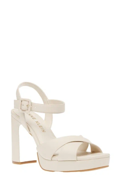 Anne Klein Zena Ankle Strap Platform Sandal In White