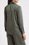 Anne Klein Zigzag Print Button-up Tunic Shirt In Pattern