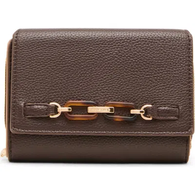 Anne Klein Zip Around Trifold Wallet In Brown
