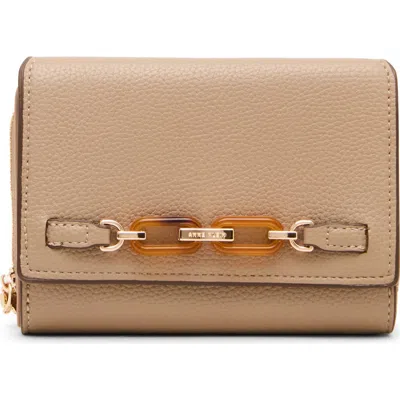 Anne Klein Zip Around Trifold Wallet In Brown