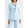 Anne Klein Zip Pocket One-button Blazer In Blue