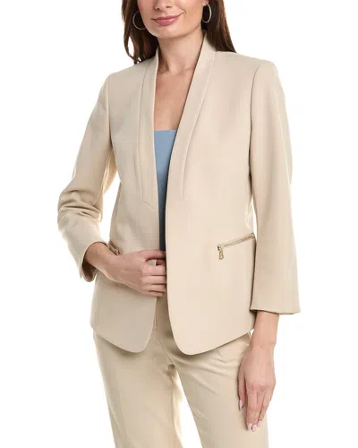 Anne Klein Zipper Pocket Jacket In White