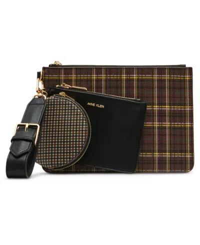 Anne Klein Zipper Wristlet In Burgundy