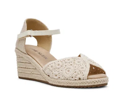 Anne Klein Zippy Wedge Sandal In White