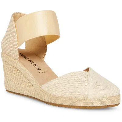 Anne Klein Zoey Womens Canvas Ankle Strap Espadrille Heels In Multi