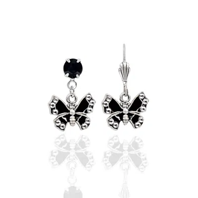 Anne Koplik Women's Arthemis Crystal Butterfly Earrings In Black In Metallic