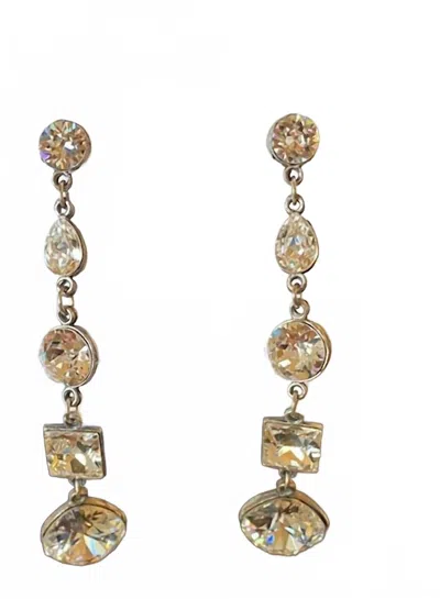Anne Koplik Women's Post Drop With 4 Stones Earrings In Silver