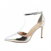 Anne Michelle Women's Ankle Strap Pointy Toe Pump In Silver Metallic In White