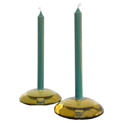 Pre-owned Anne Nilsson Glass Candleholders, 'stop' Modern Swedish Design By , Kosta In Gray