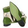Anne Schollenberger Women's Green Ankle Boots No One Olive & Snake In Green