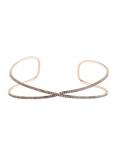 Pre-owned Anne Sisteron 14k Diamond X Cuff, 6.5" In Multi