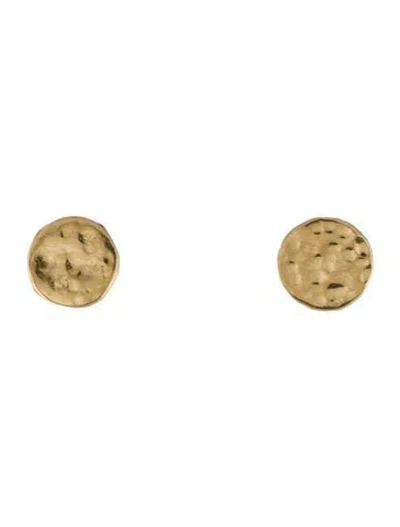 Pre-owned Anne Sportun 14k Mini Hammered Disc Stud Earrings In Multi
