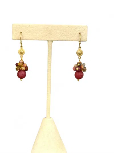 Anne Vaughan Blossom Czech Glass Cluster Earring In Mauve
