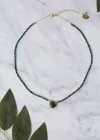 Anne Vaughan Women's Verdant Pyrite With Faceted Coin Pendant Simple Necklace In Emerald Gold Filled
