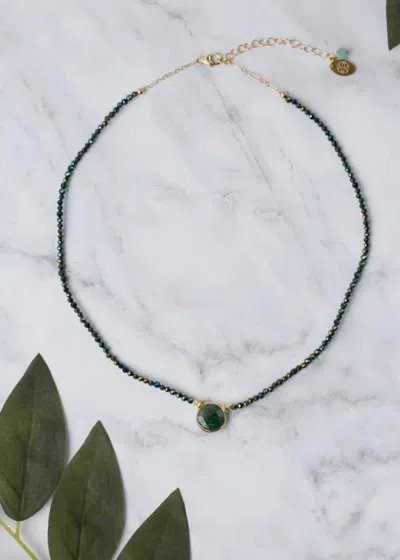 Anne Vaughan Women's Verdant Pyrite With Faceted Coin Pendant Simple Necklace In Emerald Gold Filled
