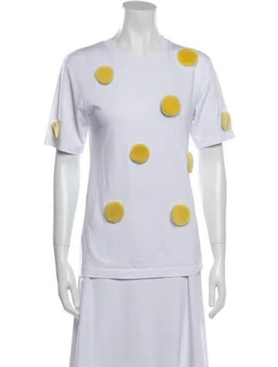 Pre-owned Anne Vest Polka Dot Print Crew Neck T-shirt In White