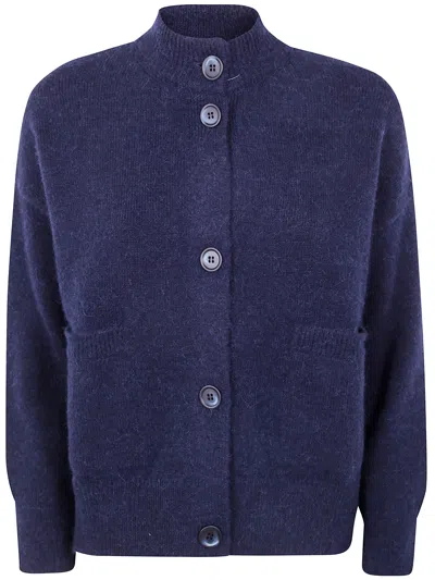 Anneclaire Long-sleeved Knitted Cardigan In Blue