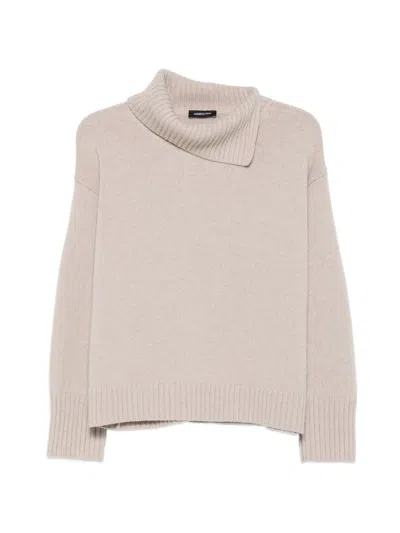 Anneclaire Asymmetrical High Neck Sweater In Neutral