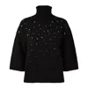 Anneclaire Black Virgin Wool Cashmere Blend Turtleneck Sweater In Black