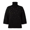 Anneclaire Black Virgin Wool Cashmere Blend Turtleneck Sweater In Black