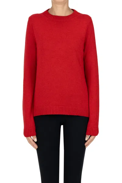 Anneclaire Cashmere Rounded Neckline Pullover In Red