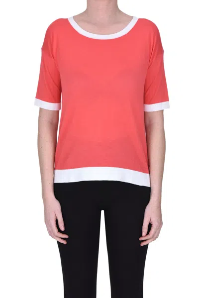 Anneclaire Contrasting Trims Pullover In Coral