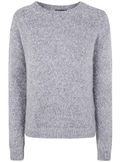 Anneclaire Cotton Blend Roundneck In Gray