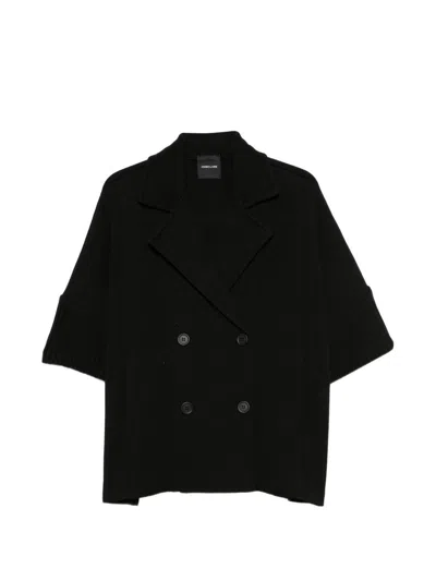 Anneclaire Double-breasted Cardigan In Black