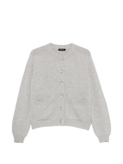 Anneclaire Gray Cardigan With Applied Pockets And Button Closure