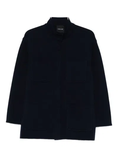 Anneclaire High Collar Blue Four Pocket Jacket