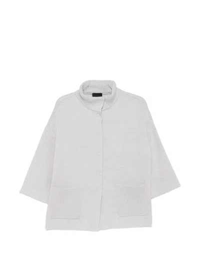 Anneclaire High-neck Cardigan With Applied Pockets In White