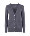 Anneclaire Wool & Cashmere Fitted Cardigan In Gray