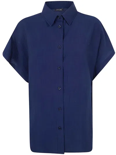 Anneclaire Short Sleeves Squared Form Shirt In Blue