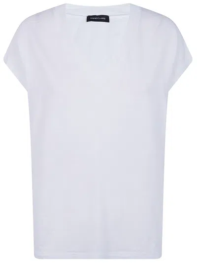 Anneclaire Short Sleeves V Neck Sweater In White