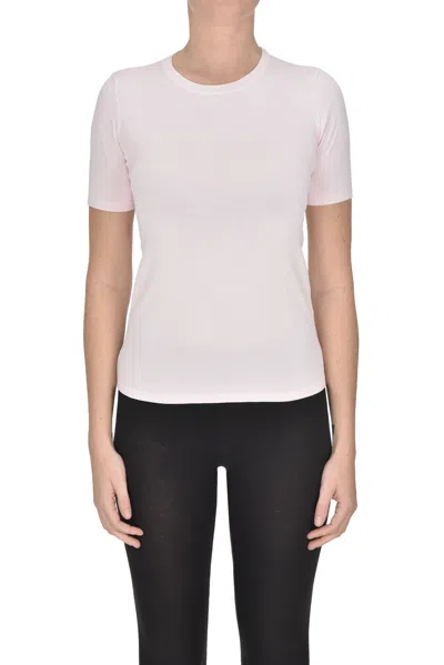 Anneclaire Short Sleeves Viscose Pullover In Pale Pink