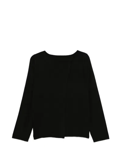 Anneclaire Sweater With Wrap Neckline Embellished With Crystals In Black