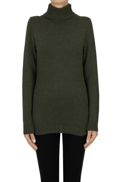 Anneclaire Turtleneck Cashmere Pullover In Green
