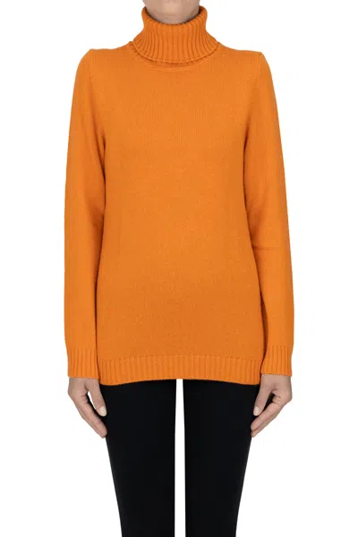 Anneclaire Turtleneck Cashmere Pullover In Orange