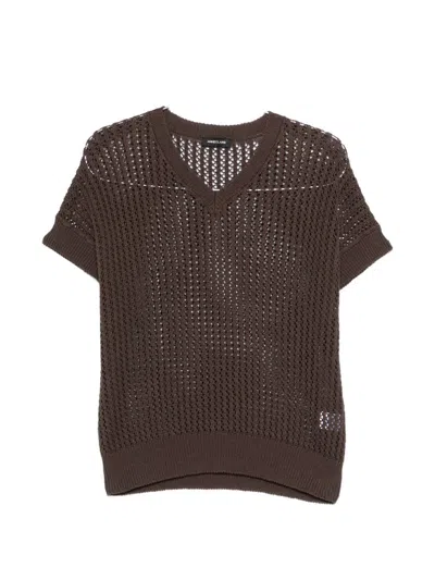 Anneclaire V-neck Sweater In Brown