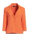 Anneclaire Woman Blazer Orange Size 8 Viscose, Cotton, Polyester, Polyamide, Metal