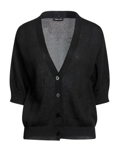 Anneclaire Woman Cardigan Black Size 8 Linen, Organic Cotton