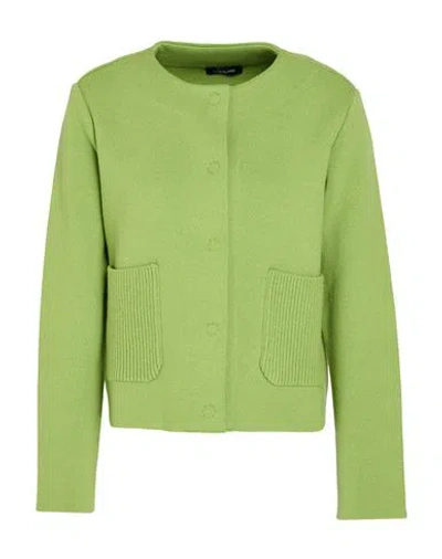 Anneclaire Woman Cardigan Lime Green Size 14 Virgin Wool, Cashmere, Polyamide, Elastane