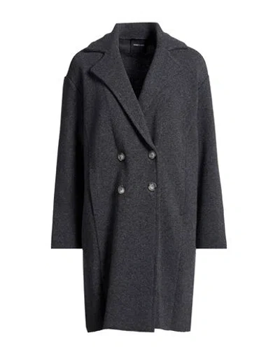 Anneclaire Woman Coat Charcoal Size 8 Merino Wool In Gray