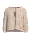 Anneclaire Tan/white Tweed Cotton Cardigan In Multicolor In Beige