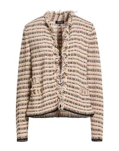 Anneclaire Woman Jacket Beige Size 8 Cotton, Polyamide, Polyacrylic, Metal In Brown