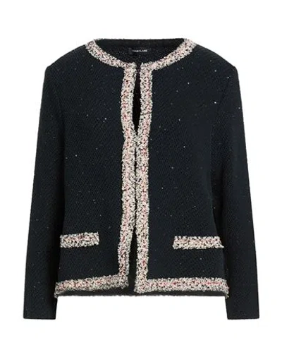 Anneclaire Woman Jacket Midnight Blue Size 8 Cotton, Polyamide, Polyester, Viscose, Elastane In Black