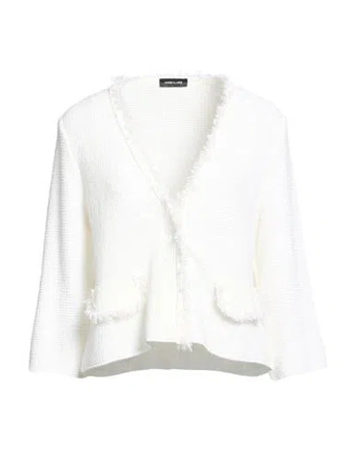 Anneclaire Woman Jacket White Size 8 Polyamide, Viscose, Cotton