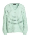 Anneclaire Woman Sweater Light Green Size 8 Cotton, Polyamide In Green