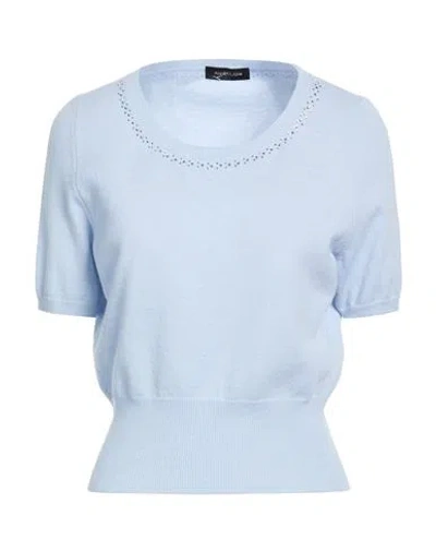 Anneclaire Woman Sweater Sky Blue Size 8 Merino Wool, Cashmere